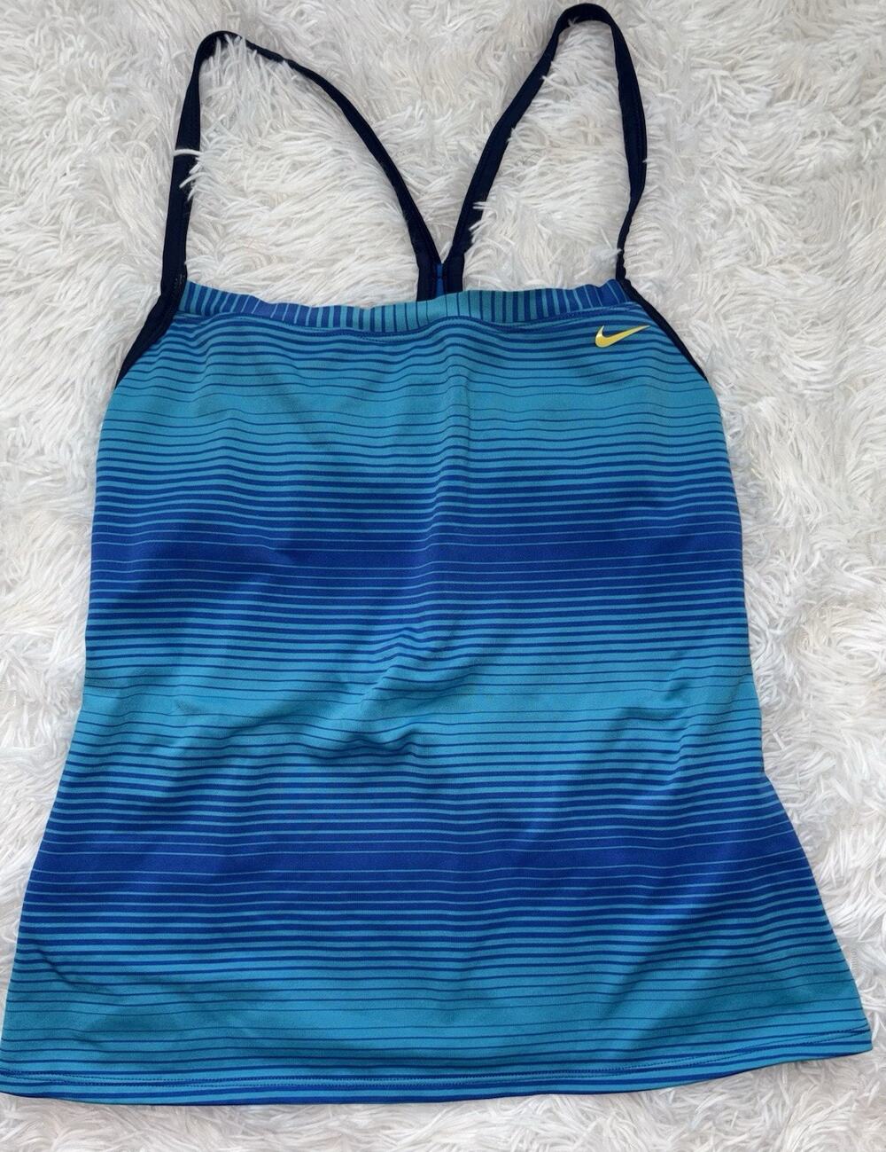 Nike Dri Fit Women’s L Blue Striped Racerback Tank Top. Grt. Quality